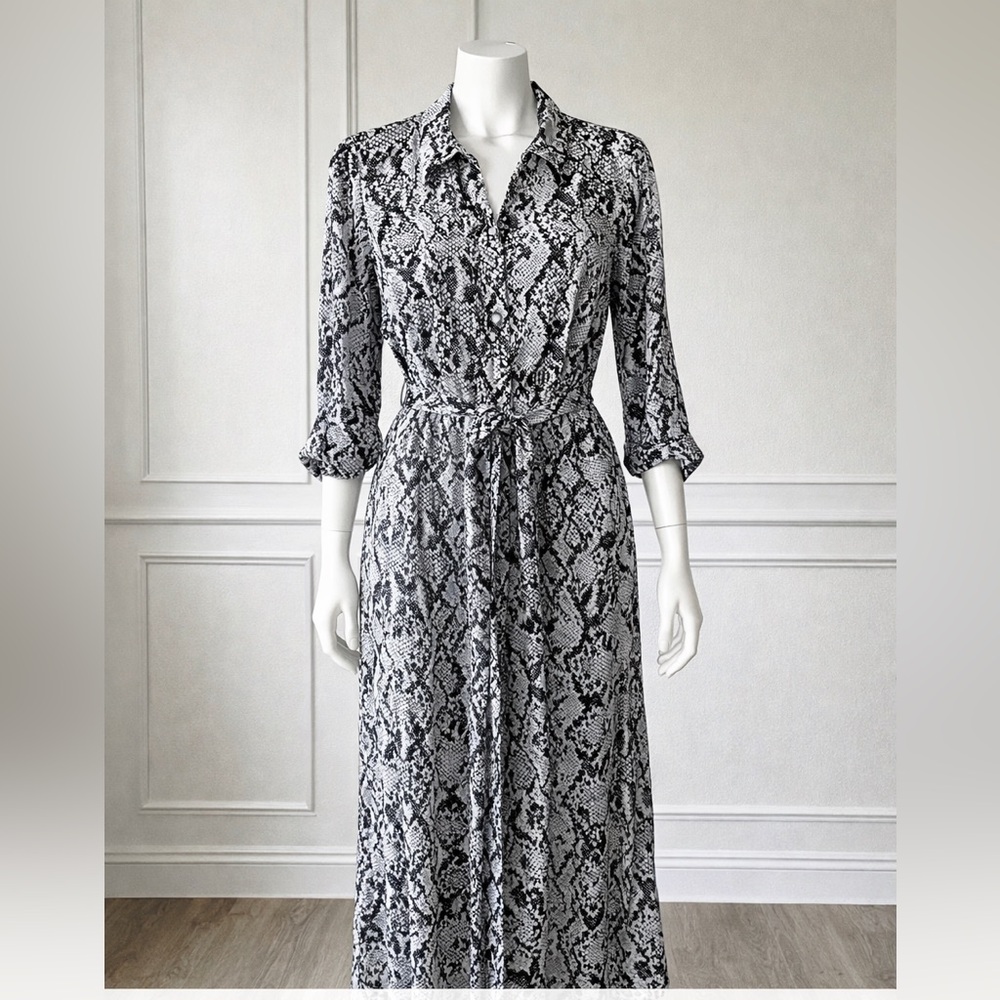 INC International Concepts Snake Print Shirt Dress Size 10